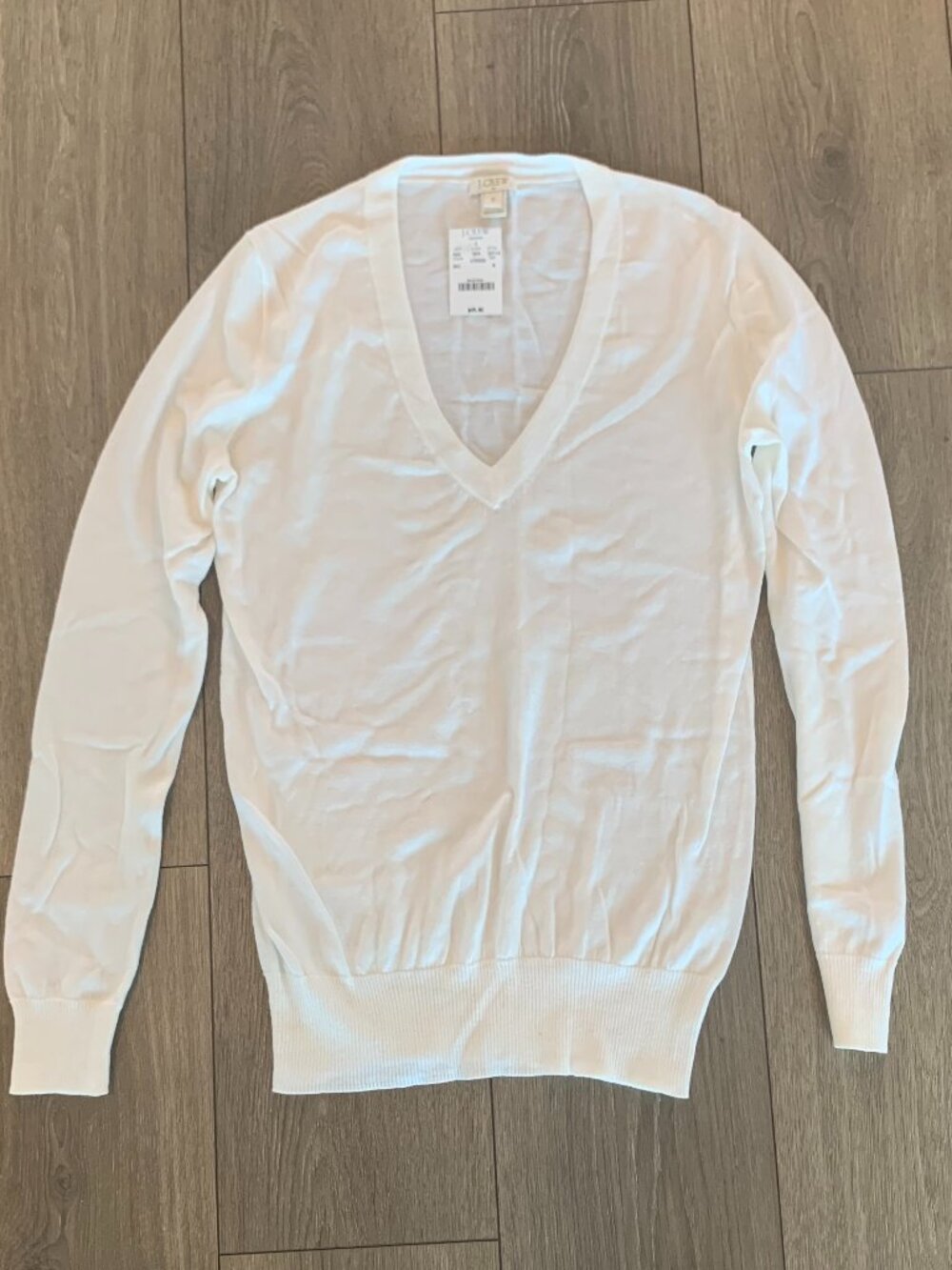 NWT J.Crew White V-Neck Cotton Sweater Size S
